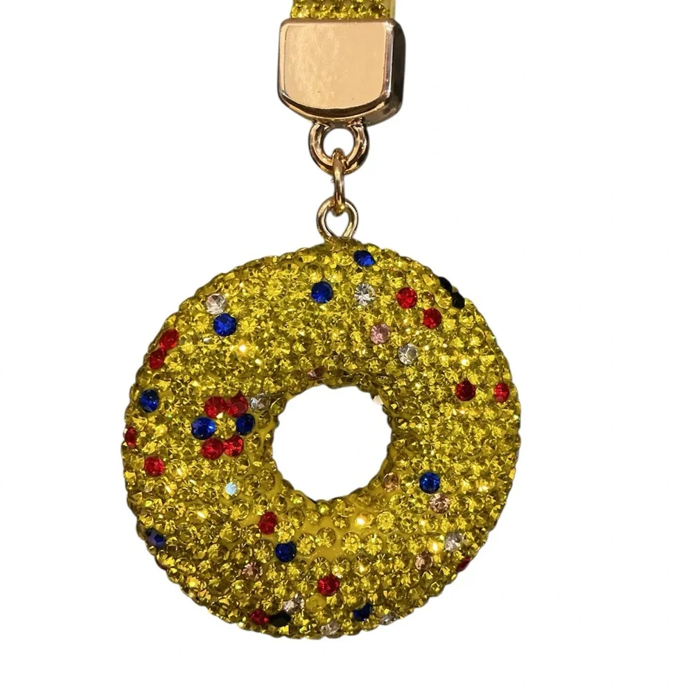 Adorable Bling Yellow Donut Bag Charm NWOT